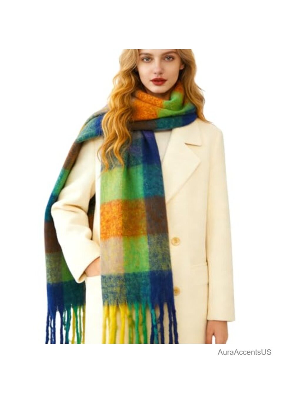 Extra Large Plaid Blanket Scarf Shawl Wrap Women Winter Chunky Soft Tassel
